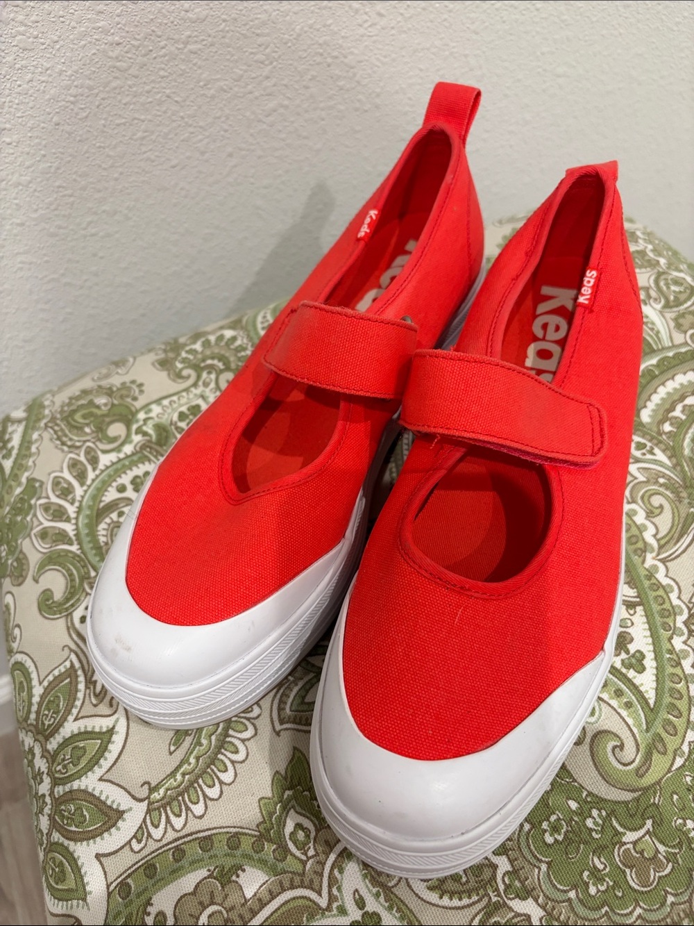 Keds Kids Red Canvas Mary Jane Sneakers with White Toe